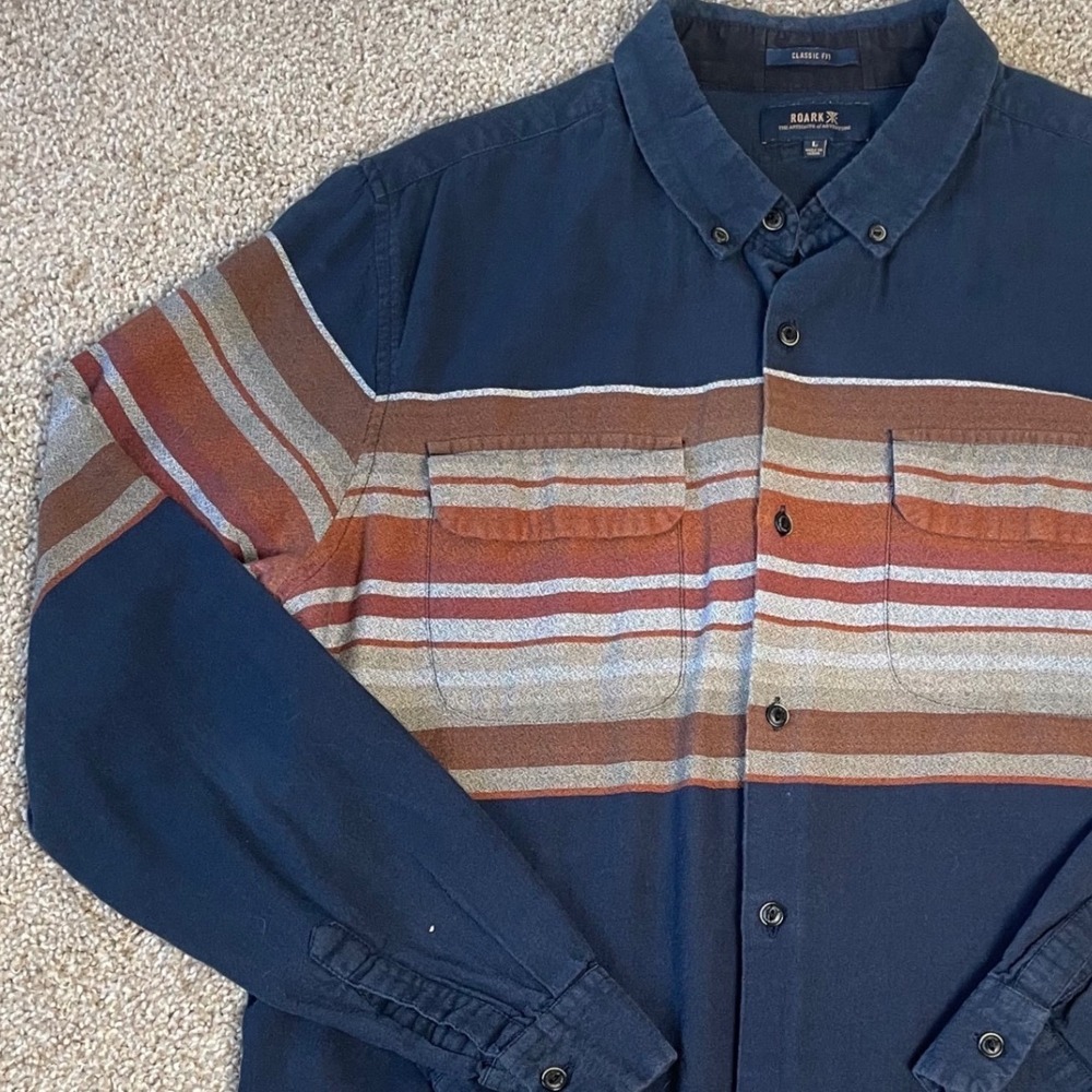 Roark Revival Cassidy Southwestern Rugged Jacquard Long Sleeve Shirt Men L